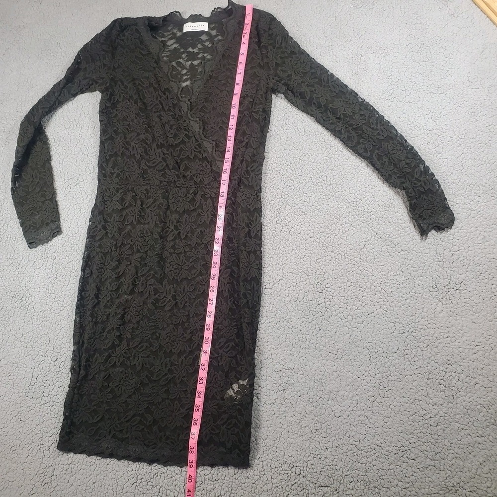 Rosemunde Copenhagen Black Floral Lace V-Neck Wrap Dress Womans Small Whimsigoth - Picture 11 of 12
